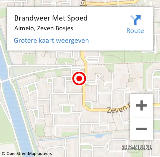 Locatie op kaart van de 112 melding: Brandweer Met Spoed Naar Almelo, Zeven Bosjes op 11 maart 2022 01:54