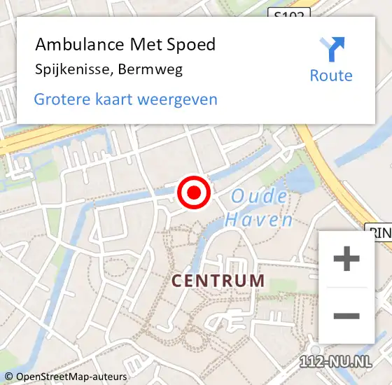 Locatie op kaart van de 112 melding: Ambulance Met Spoed Naar Spijkenisse, Bermweg op 11 maart 2022 04:40