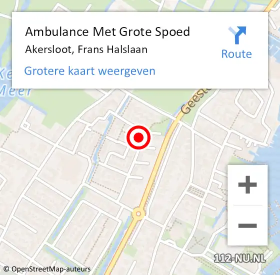 Locatie op kaart van de 112 melding: Ambulance Met Grote Spoed Naar Akersloot, Frans Halslaan op 11 maart 2022 08:32