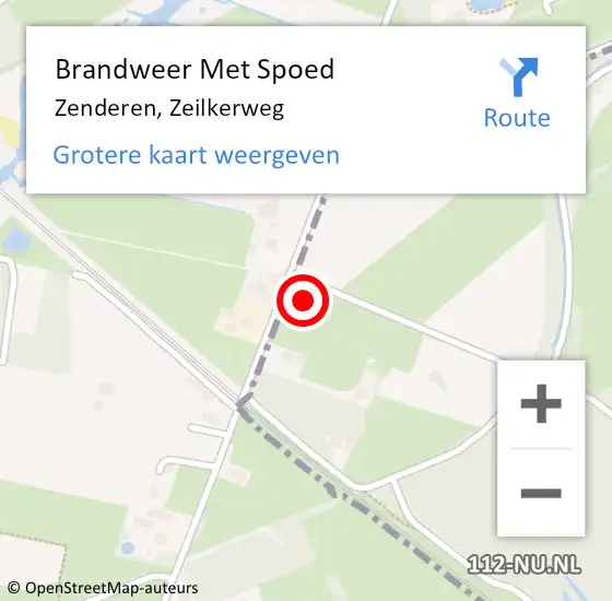 Locatie op kaart van de 112 melding: Brandweer Met Spoed Naar Zenderen, Zeilkerweg op 11 maart 2022 09:54