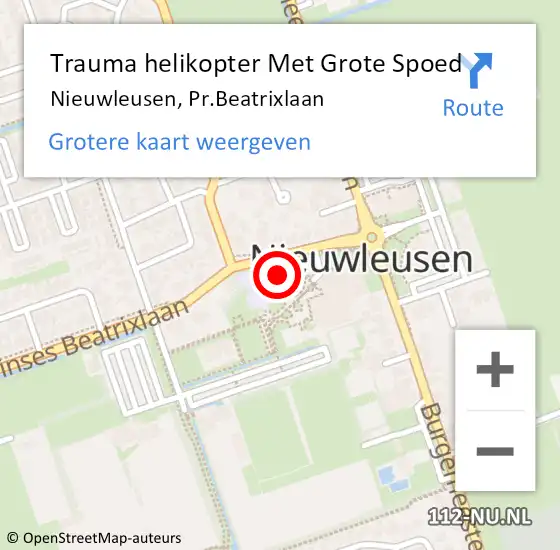 Locatie op kaart van de 112 melding: Trauma helikopter Met Grote Spoed Naar Nieuwleusen, Pr.Beatrixlaan op 11 maart 2022 12:10