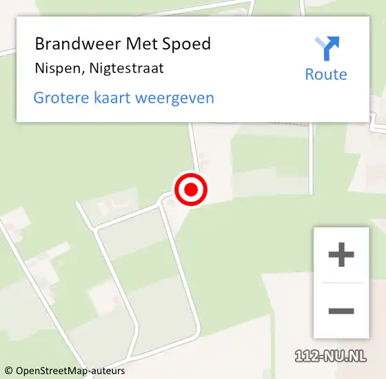 Locatie op kaart van de 112 melding: Brandweer Met Spoed Naar Nispen, Nigtestraat op 11 maart 2022 12:13