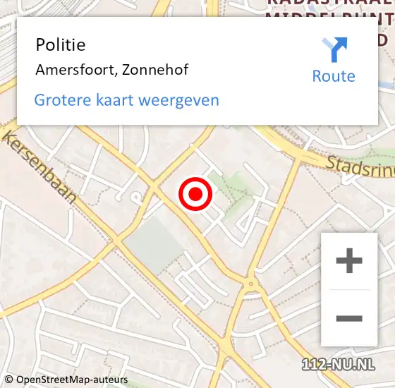 Locatie op kaart van de 112 melding: Politie Amersfoort, Zonnehof op 11 maart 2022 12:32