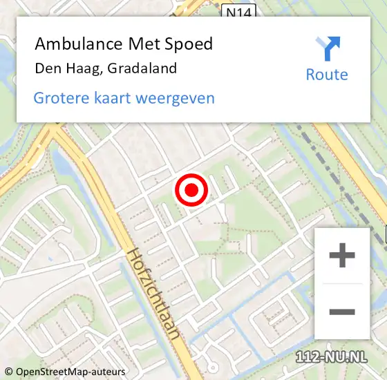 Locatie op kaart van de 112 melding: Ambulance Met Spoed Naar Den Haag, Gradaland op 11 maart 2022 14:04