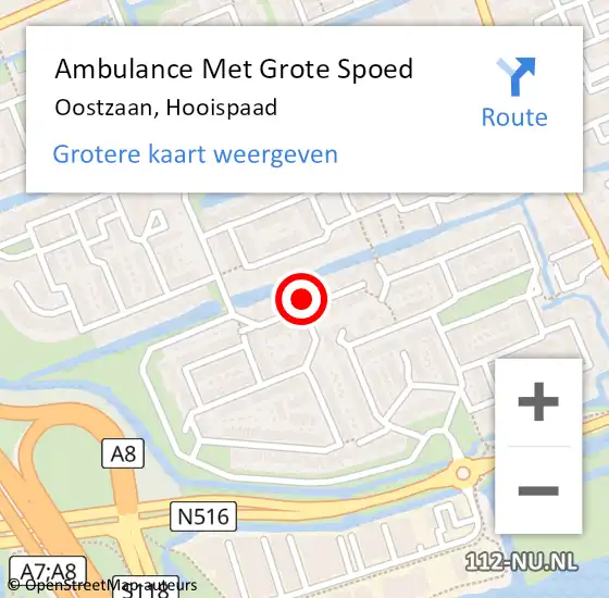 Locatie op kaart van de 112 melding: Ambulance Met Grote Spoed Naar Oostzaan, Hooispaad op 11 maart 2022 17:27