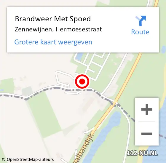 Locatie op kaart van de 112 melding: Brandweer Met Spoed Naar Zennewijnen, Hermoesestraat op 11 maart 2022 20:36