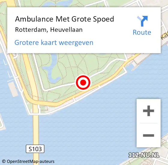 Locatie op kaart van de 112 melding: Ambulance Met Grote Spoed Naar Rotterdam, Heuvellaan op 11 maart 2022 22:07