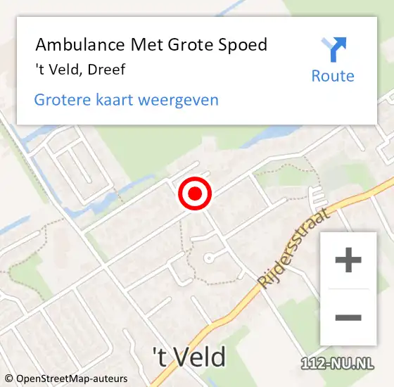 Locatie op kaart van de 112 melding: Ambulance Met Grote Spoed Naar 't Veld, Dreef op 12 maart 2022 00:48