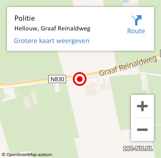 Locatie op kaart van de 112 melding: Politie Hellouw, Graaf Reinaldweg op 12 maart 2022 02:18