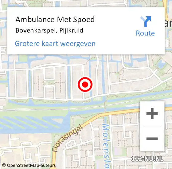 Locatie op kaart van de 112 melding: Ambulance Met Spoed Naar Bovenkarspel, Pijlkruid op 12 maart 2022 08:40