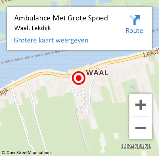 Locatie op kaart van de 112 melding: Ambulance Met Grote Spoed Naar Waal, Lekdijk op 12 maart 2022 10:36