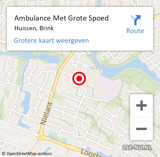 Locatie op kaart van de 112 melding: Ambulance Met Grote Spoed Naar Huissen, Brink op 12 maart 2022 11:51