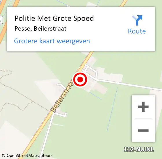 Locatie op kaart van de 112 melding: Politie Met Grote Spoed Naar Pesse, Beilerstraat op 12 maart 2022 13:04