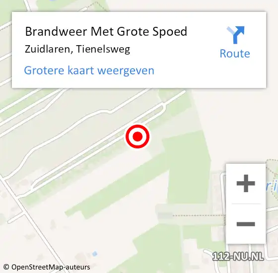 Locatie op kaart van de 112 melding: Brandweer Met Grote Spoed Naar Zuidlaren, Tienelsweg op 12 maart 2022 13:30