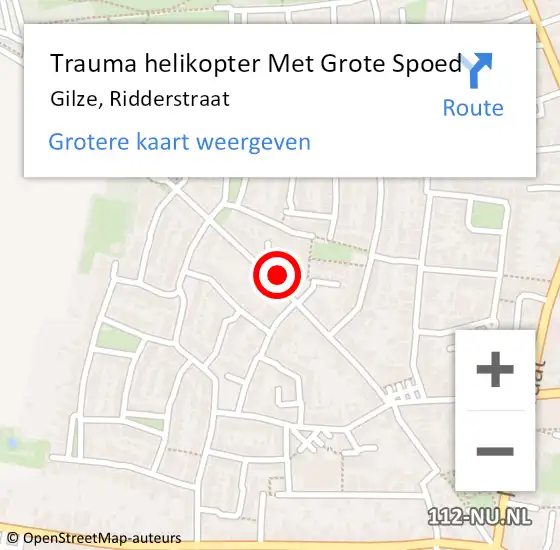 Locatie op kaart van de 112 melding: Trauma helikopter Met Grote Spoed Naar Gilze, Ridderstraat op 12 maart 2022 13:32