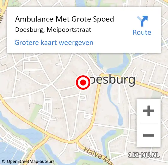 Locatie op kaart van de 112 melding: Ambulance Met Grote Spoed Naar Doesburg, Meipoortstraat op 12 maart 2022 17:19