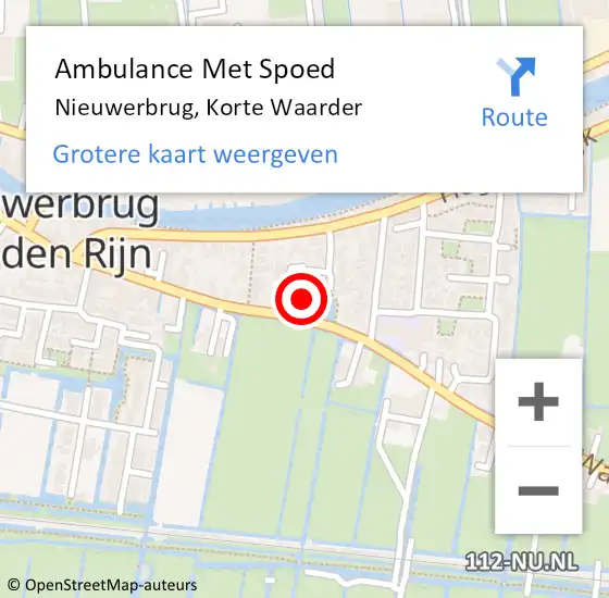 Locatie op kaart van de 112 melding: Ambulance Met Spoed Naar Nieuwerbrug, Korte Waarder op 12 maart 2022 19:37