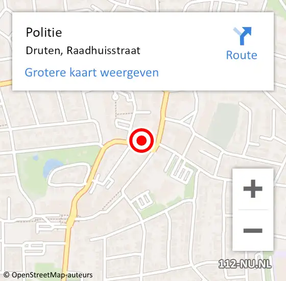 Locatie op kaart van de 112 melding: Politie Druten, Raadhuisstraat op 12 maart 2022 19:52
