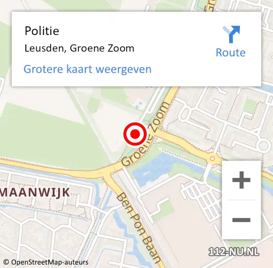 Locatie op kaart van de 112 melding: Politie Leusden, Groene Zoom op 12 maart 2022 20:13