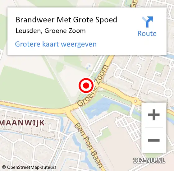 Locatie op kaart van de 112 melding: Brandweer Met Grote Spoed Naar Leusden, Groene Zoom op 12 maart 2022 20:13