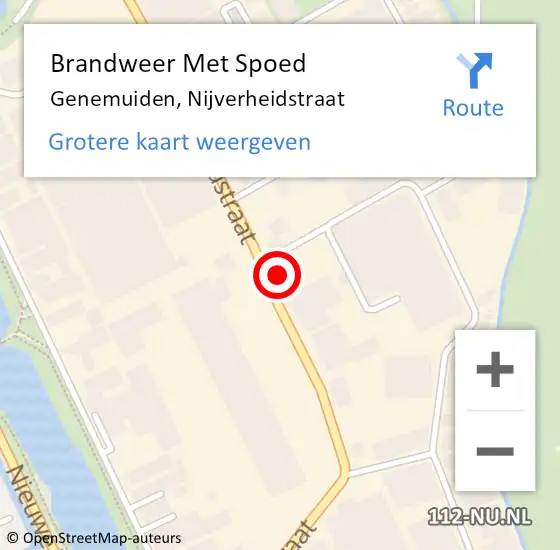 Locatie op kaart van de 112 melding: Brandweer Met Spoed Naar Genemuiden, Nijverheidstraat op 12 maart 2022 21:30