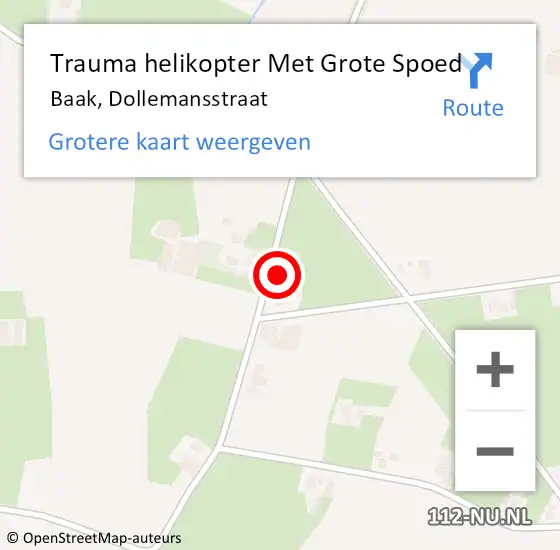 Locatie op kaart van de 112 melding: Trauma helikopter Met Grote Spoed Naar Baak, Dollemansstraat op 13 maart 2022 01:03
