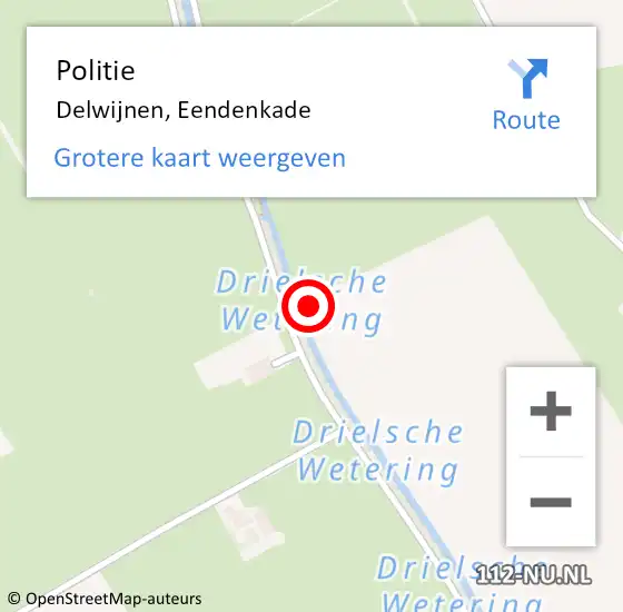 Locatie op kaart van de 112 melding: Politie Delwijnen, Eendenkade op 13 maart 2022 03:02