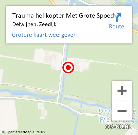 Locatie op kaart van de 112 melding: Trauma helikopter Met Grote Spoed Naar Delwijnen, Zeedijk op 13 maart 2022 03:07