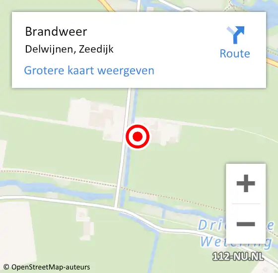 Locatie op kaart van de 112 melding: Brandweer Delwijnen, Zeedijk op 13 maart 2022 03:11