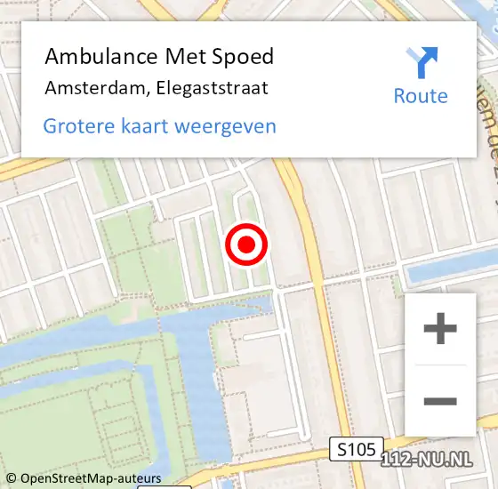 Locatie op kaart van de 112 melding: Ambulance Met Spoed Naar Amsterdam, Elegaststraat op 13 maart 2022 03:44