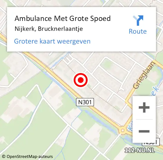 Locatie op kaart van de 112 melding: Ambulance Met Grote Spoed Naar Nijkerk, Brucknerlaantje op 13 maart 2022 08:07