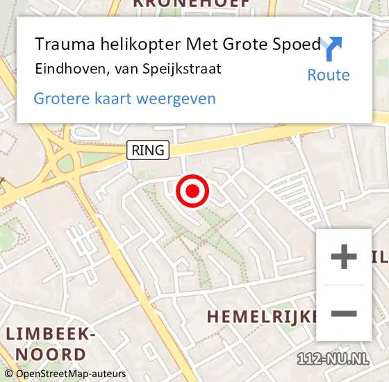 Locatie op kaart van de 112 melding: Trauma helikopter Met Grote Spoed Naar Eindhoven, van Speijkstraat op 13 maart 2022 09:09