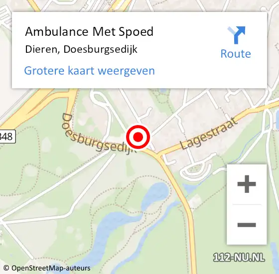 Locatie op kaart van de 112 melding: Ambulance Met Spoed Naar Dieren, Doesburgsedijk op 13 maart 2022 09:59
