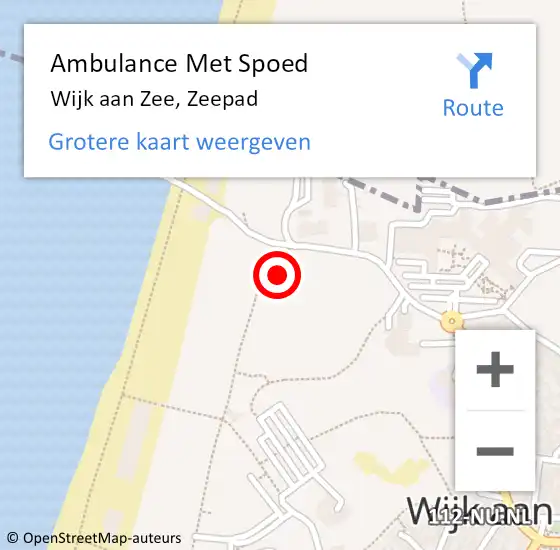 Locatie op kaart van de 112 melding: Ambulance Met Spoed Naar Wijk aan Zee, Zeepad op 13 maart 2022 10:12