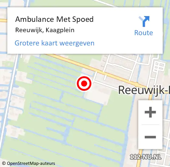 Locatie op kaart van de 112 melding: Ambulance Met Spoed Naar Reeuwijk, Kaagplein op 13 maart 2022 10:47