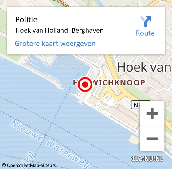 Locatie op kaart van de 112 melding: Politie Hoek van Holland, Berghaven op 13 maart 2022 12:46