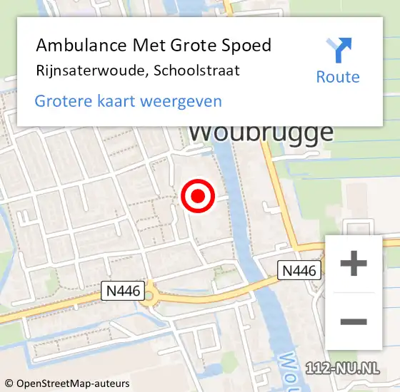 Locatie op kaart van de 112 melding: Ambulance Met Grote Spoed Naar Rijnsaterwoude, Schoolstraat op 13 maart 2022 13:40