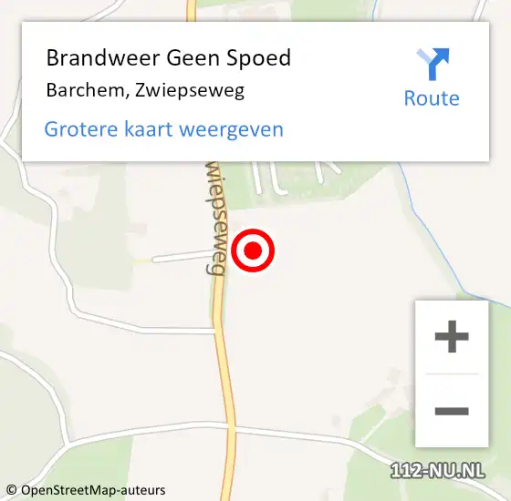 Locatie op kaart van de 112 melding: Brandweer Geen Spoed Naar Barchem, Zwiepseweg op 13 maart 2022 15:12