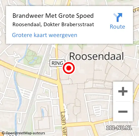 Locatie op kaart van de 112 melding: Brandweer Met Grote Spoed Naar Roosendaal, Dokter Brabersstraat op 13 maart 2022 21:05