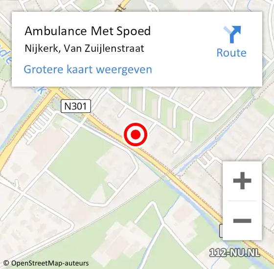 Locatie op kaart van de 112 melding: Ambulance Met Spoed Naar Nijkerk, Van Zuijlenstraat op 14 maart 2022 00:11