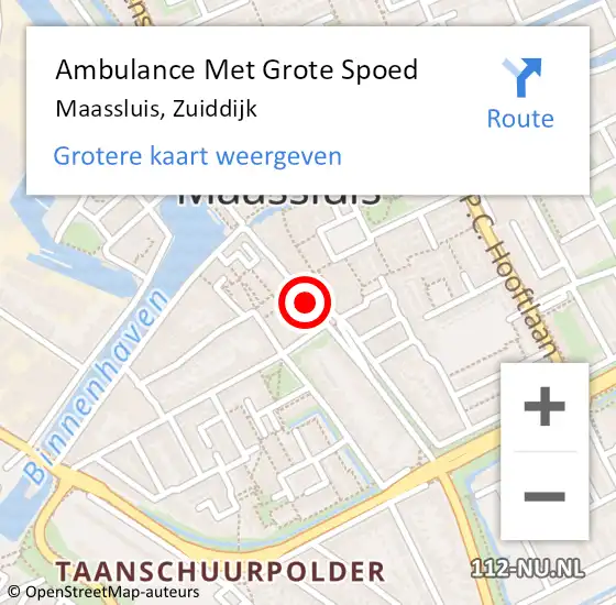 Locatie op kaart van de 112 melding: Ambulance Met Grote Spoed Naar Maassluis, Zuiddijk op 14 maart 2022 04:59