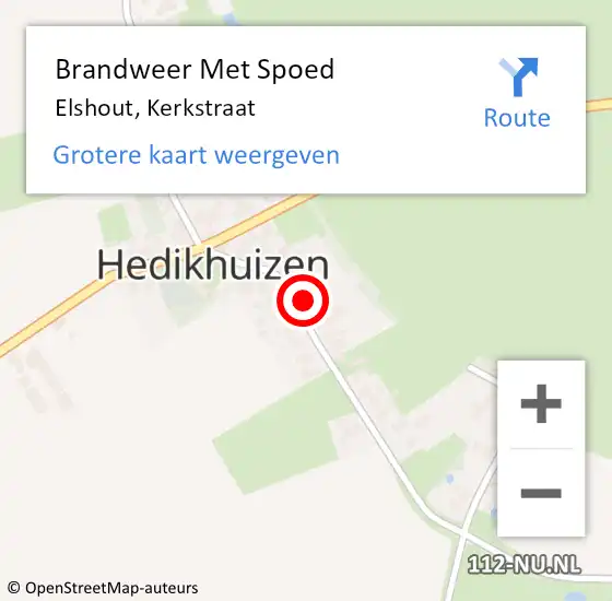 Locatie op kaart van de 112 melding: Brandweer Met Spoed Naar Elshout, Kerkstraat op 14 maart 2022 08:55