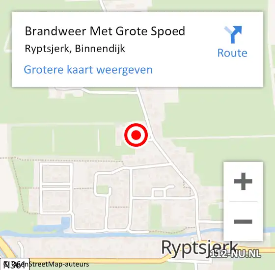 Locatie op kaart van de 112 melding: Brandweer Met Grote Spoed Naar Ryptsjerk, Binnendijk op 14 maart 2022 09:29