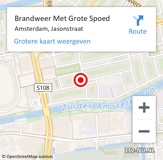 Locatie op kaart van de 112 melding: Brandweer Met Grote Spoed Naar Amsterdam, Jasonstraat op 14 maart 2022 12:12