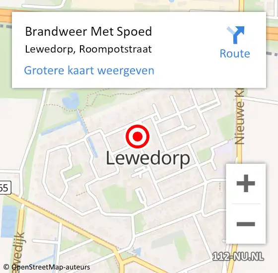 Locatie op kaart van de 112 melding: Brandweer Met Spoed Naar Lewedorp, Roompotstraat op 14 maart 2022 13:57