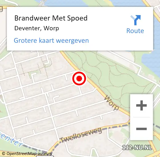 Locatie op kaart van de 112 melding: Brandweer Met Spoed Naar Deventer, Worp op 14 maart 2022 14:10