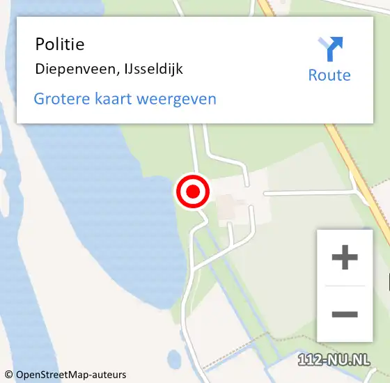 Locatie op kaart van de 112 melding: Politie Diepenveen, IJsseldijk op 14 maart 2022 16:42