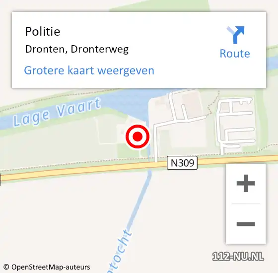 Locatie op kaart van de 112 melding: Politie Dronten, Dronterweg op 14 maart 2022 17:18