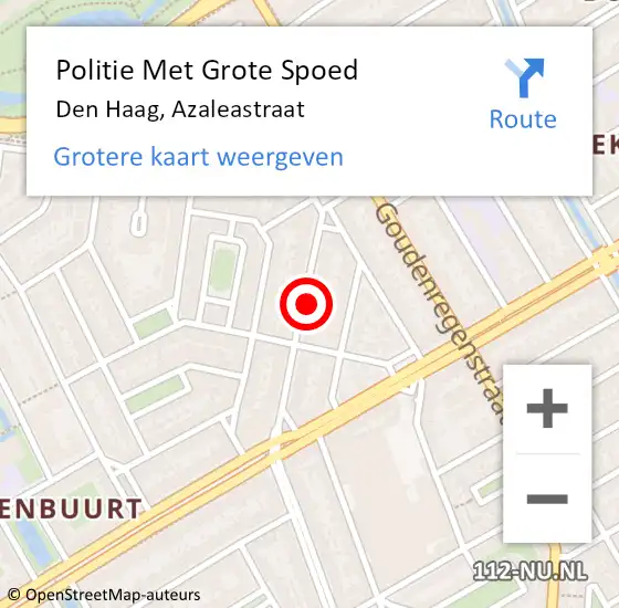 Locatie op kaart van de 112 melding: Politie Met Grote Spoed Naar Den Haag, Azaleastraat op 14 maart 2022 19:36