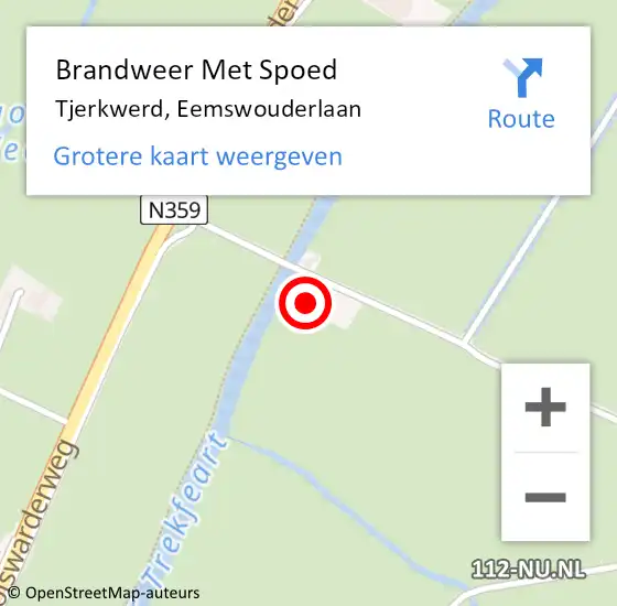 Locatie op kaart van de 112 melding: Brandweer Met Spoed Naar Tjerkwerd, Eemswouderlaan op 14 maart 2022 20:16